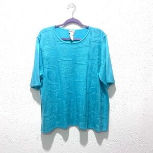 Koret Blue Boxy Relaxed Short Sleeve Tee 2X‎
